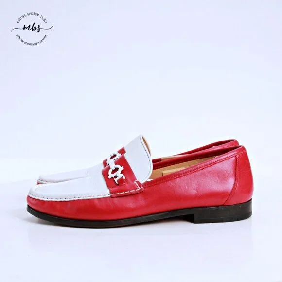 Bruno Magli Kurt Leather Loafers Red White Men 10 - Picture 4 of 14